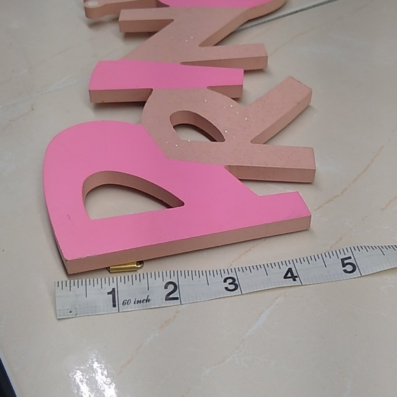 🔴 Pink Glittery Princess Wooden Wall Art - Picture 6 of 6